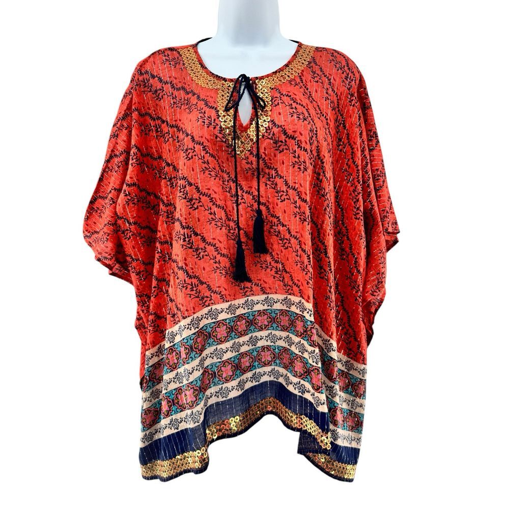 Natural Life Poncho Womens One Size Fits Most Boho Tasseled Love Beach Cover Up‎